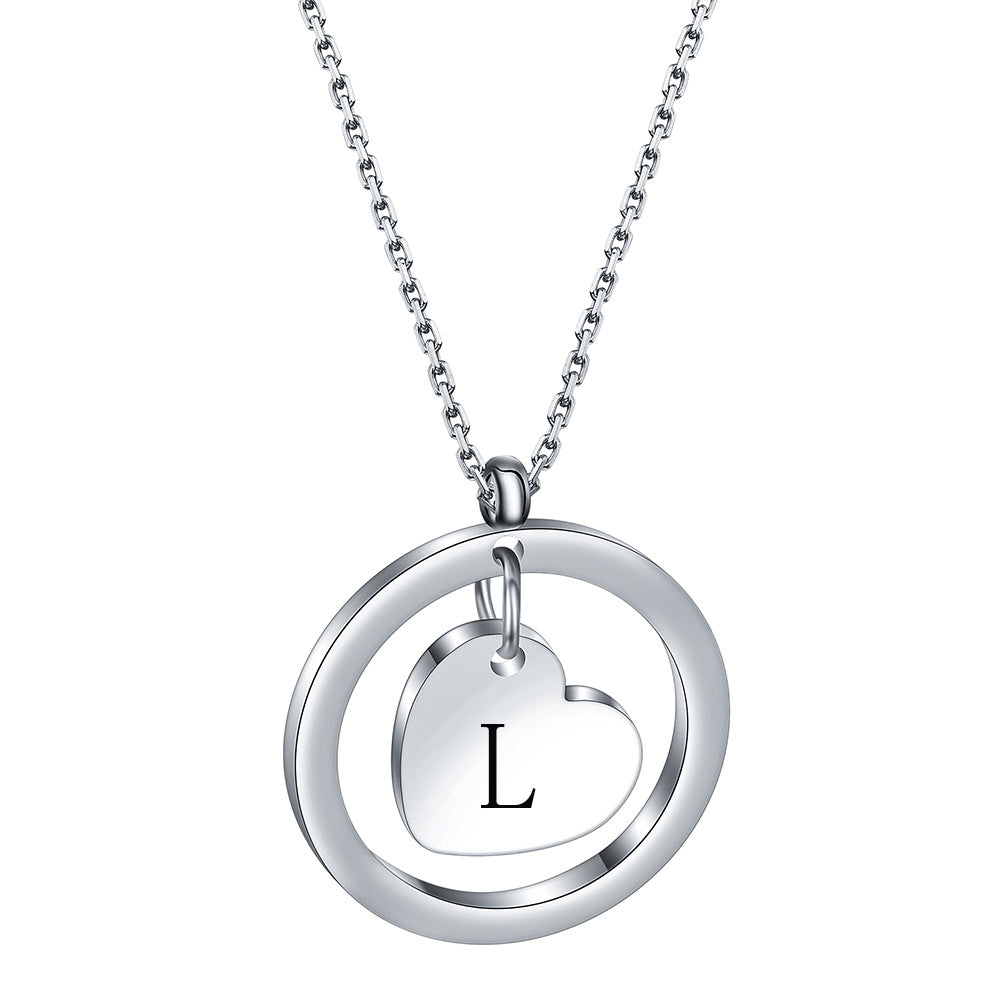 Simple Style Letter Stainless Steel Titanium Steel Plating Pendant Necklace