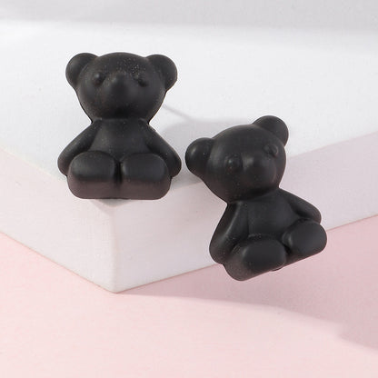 Ez3806 Nizhu New Ins Sweet Cool Teddy Bear Ear Studs Earrings Lovely Soft Cute Colorful Bear Earrings