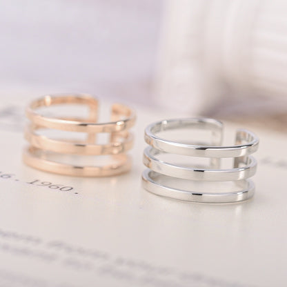 Fashion New Adjustable Titanium Steel Hollow Couple Ring