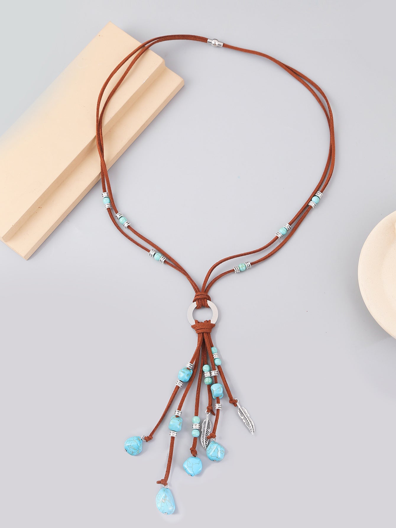 Ethnic Style Water Droplets Alloy Turquoise Plating Women's Pendant Necklace 1 Piece