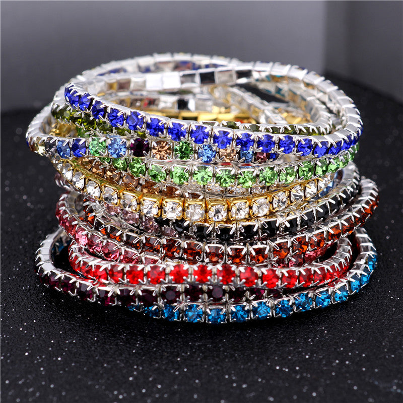 Simple Style Geometric Crystal Rhinestone Gem Bracelets