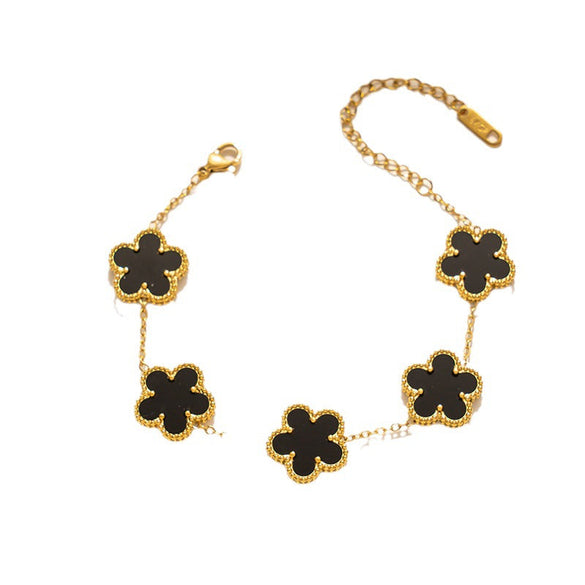 Korean Women Flower Titanium Steel 18K Gold Plated Bracelets