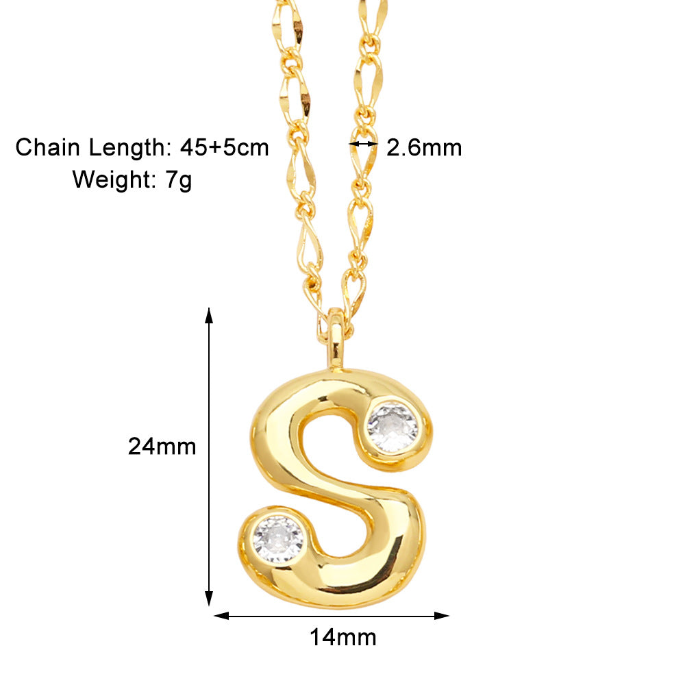 Simple Style Letter Copper Plating Inlay Zircon Pendant Necklace