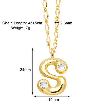 Simple Style Letter Copper Plating Inlay Zircon Pendant Necklace