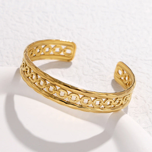 Expressive Stripe Stainless Steel Electroplating Bangles