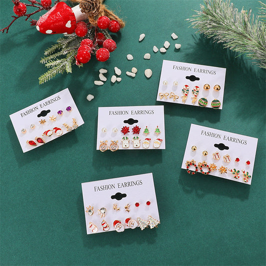 1 Pair Simple Style Santa Claus Snowflake Plating Alloy Ear Studs