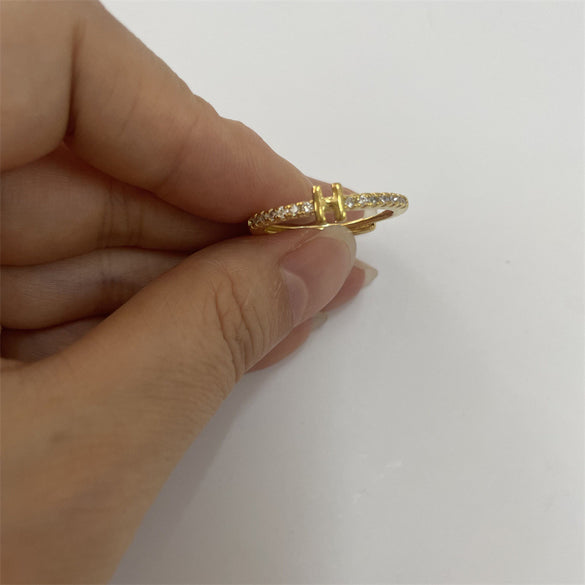 Cross-border new 26 initials micro-inlaid zircon open rings ins style personalized design English letter jewelry