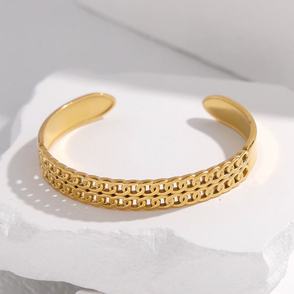 Expressive Stripe Stainless Steel Electroplating Bangles