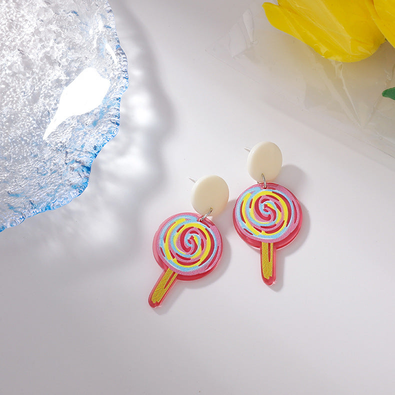 Korean Hand-painted Acrylic Stick Candy Color Earring