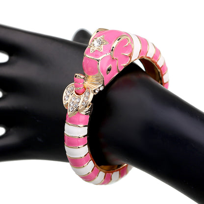 Elegant Streetwear Animal Alloy Enamel Inlay Artificial Diamond Women's Bangle