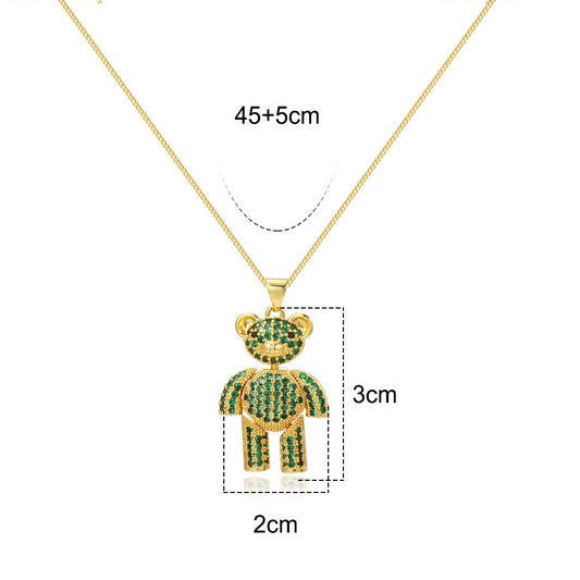 Simple Style Bear Copper Zircon Pendant Necklace In Bulk