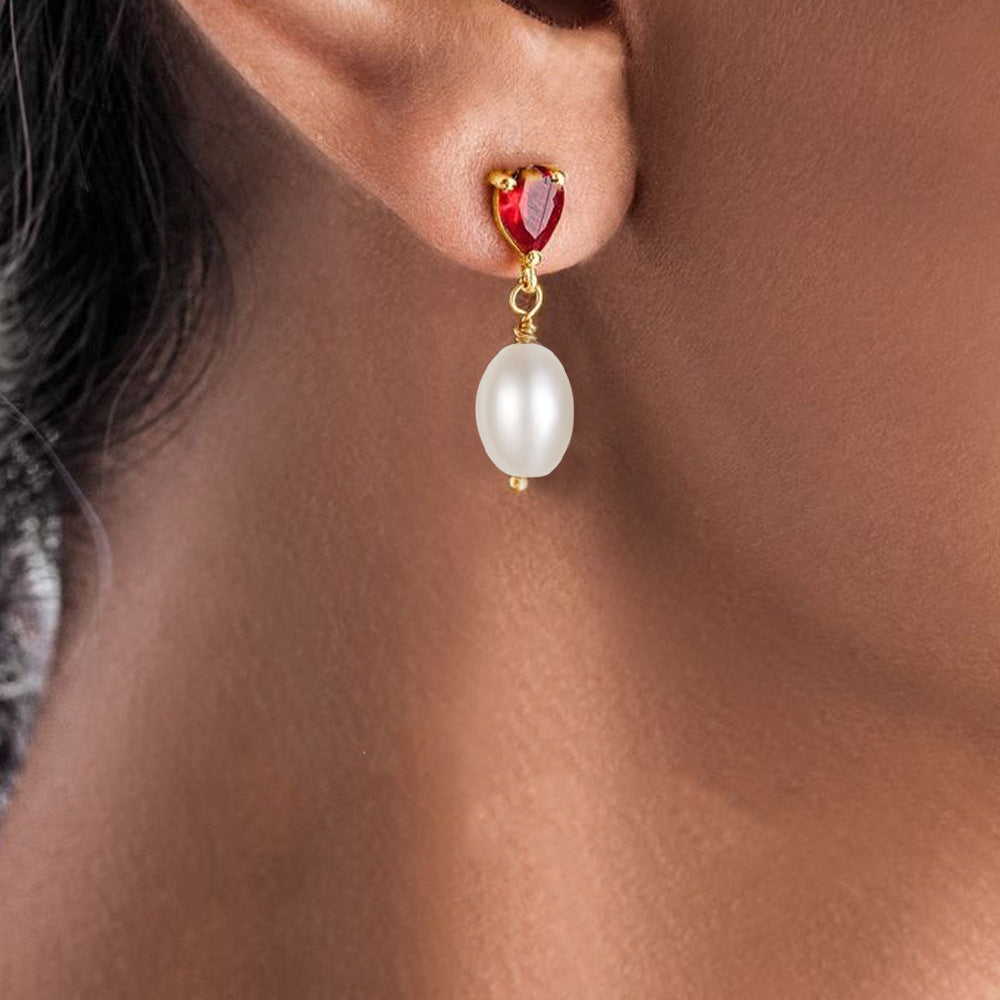 1 Pair Elegant Simple Style Geometric Plating Inlay Sterling Silver Pearl Zircon Drop Earrings