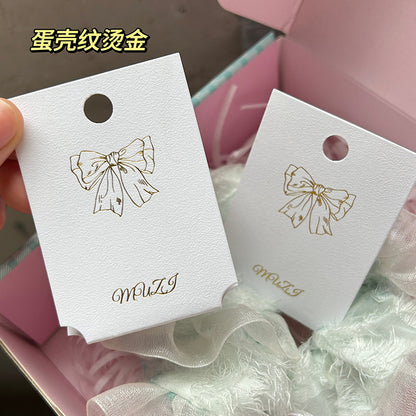 High-end jewelry card custom logo kapok earth paper pearlescent jewelry display packaging card bronzing concave and convex printing