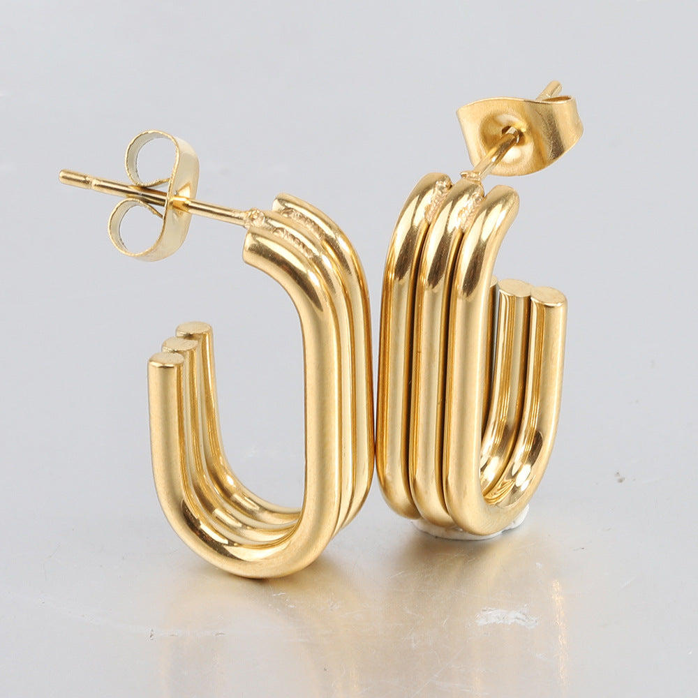 1 Pair Simple Style Solid Color Plating Stainless Steel Gold Plated Ear Studs