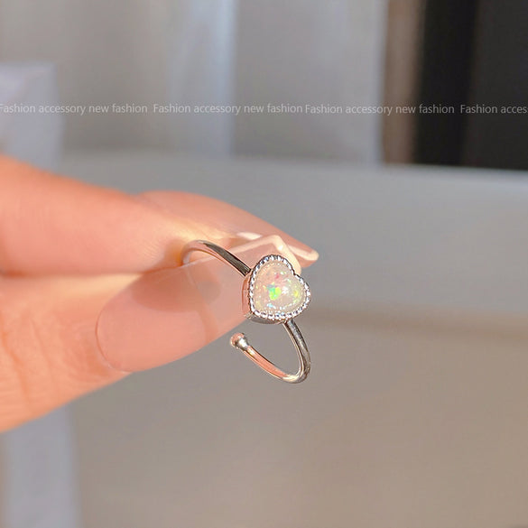 ins style silver zircon ring women's light luxury niche high-end sense open ring ring versatile temperament jewelry wholesale