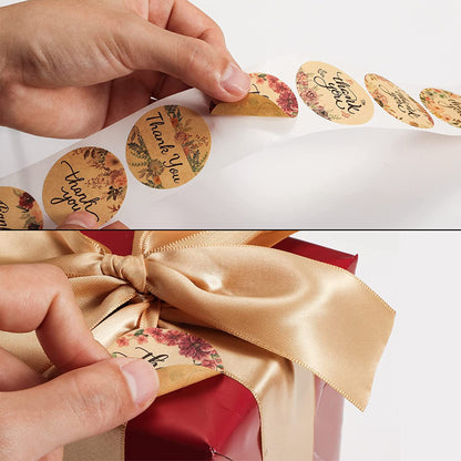 wholesale rose flower kraft paper thanks sticker gift packaging sealing sticker decorative sticker label