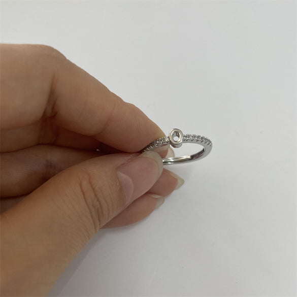 Cross-border new 26 initials micro-inlaid zircon open rings ins style personalized design English letter jewelry