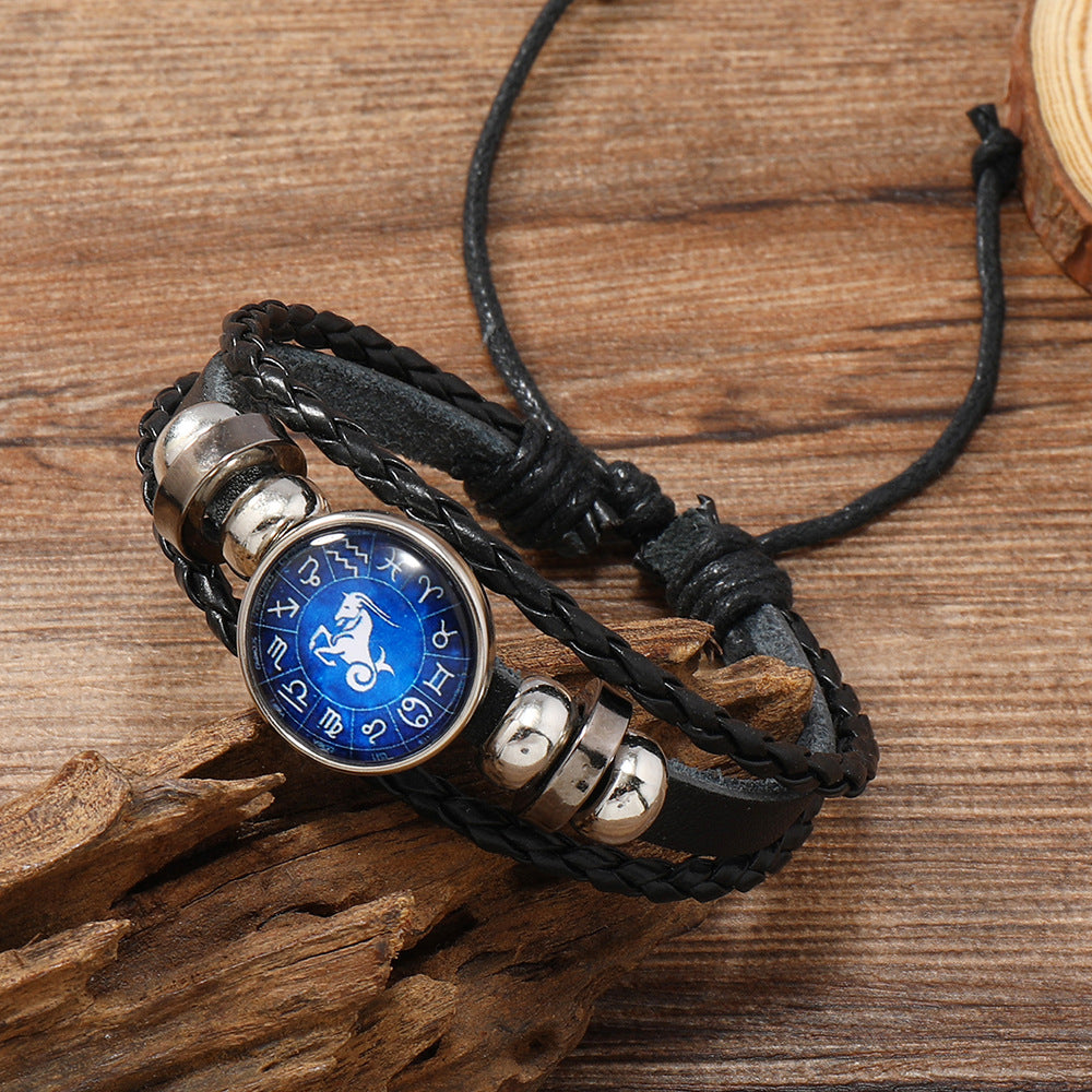 Retro Constellation Pu Leather Knitting Unisex Bracelets