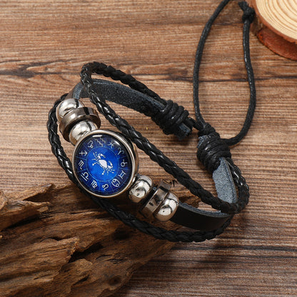 Retro Constellation Pu Leather Knitting Unisex Bracelets