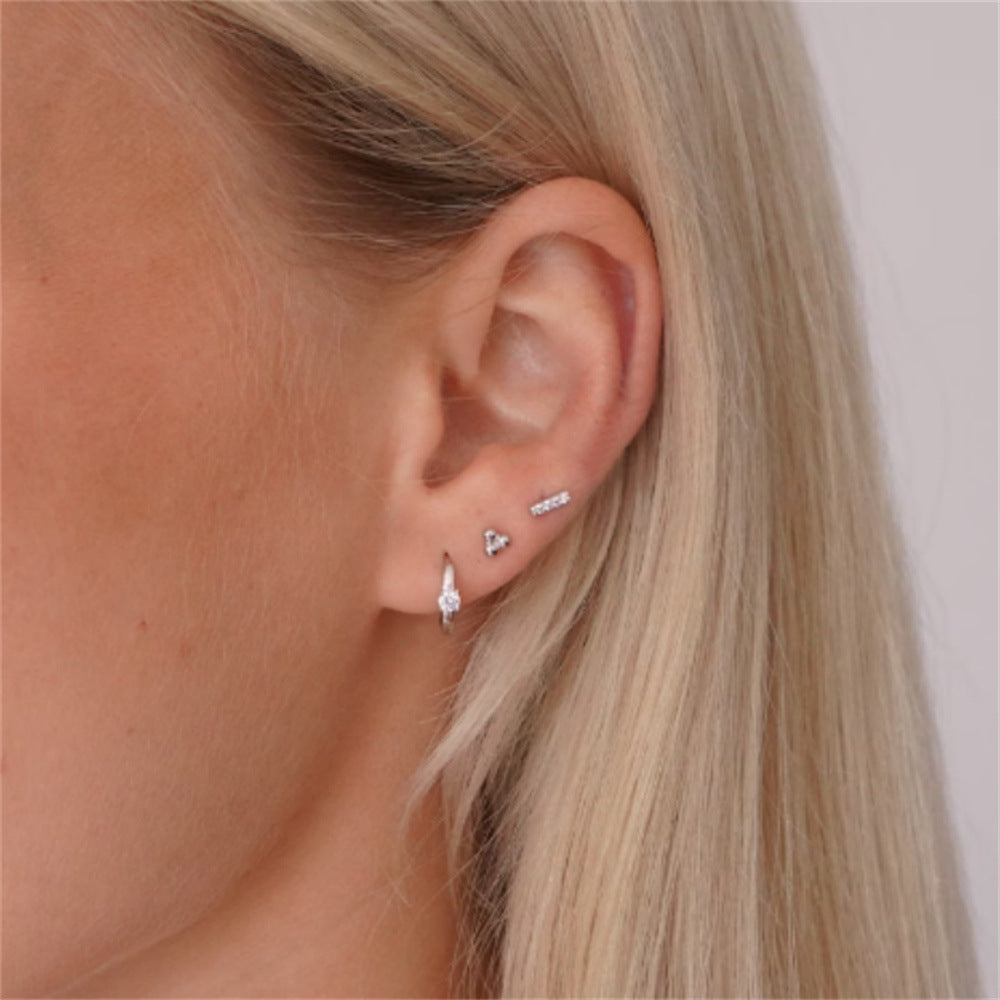 1 Set Simple Style Star Butterfly Plating Sterling Silver Hoop Earrings Ear Studs