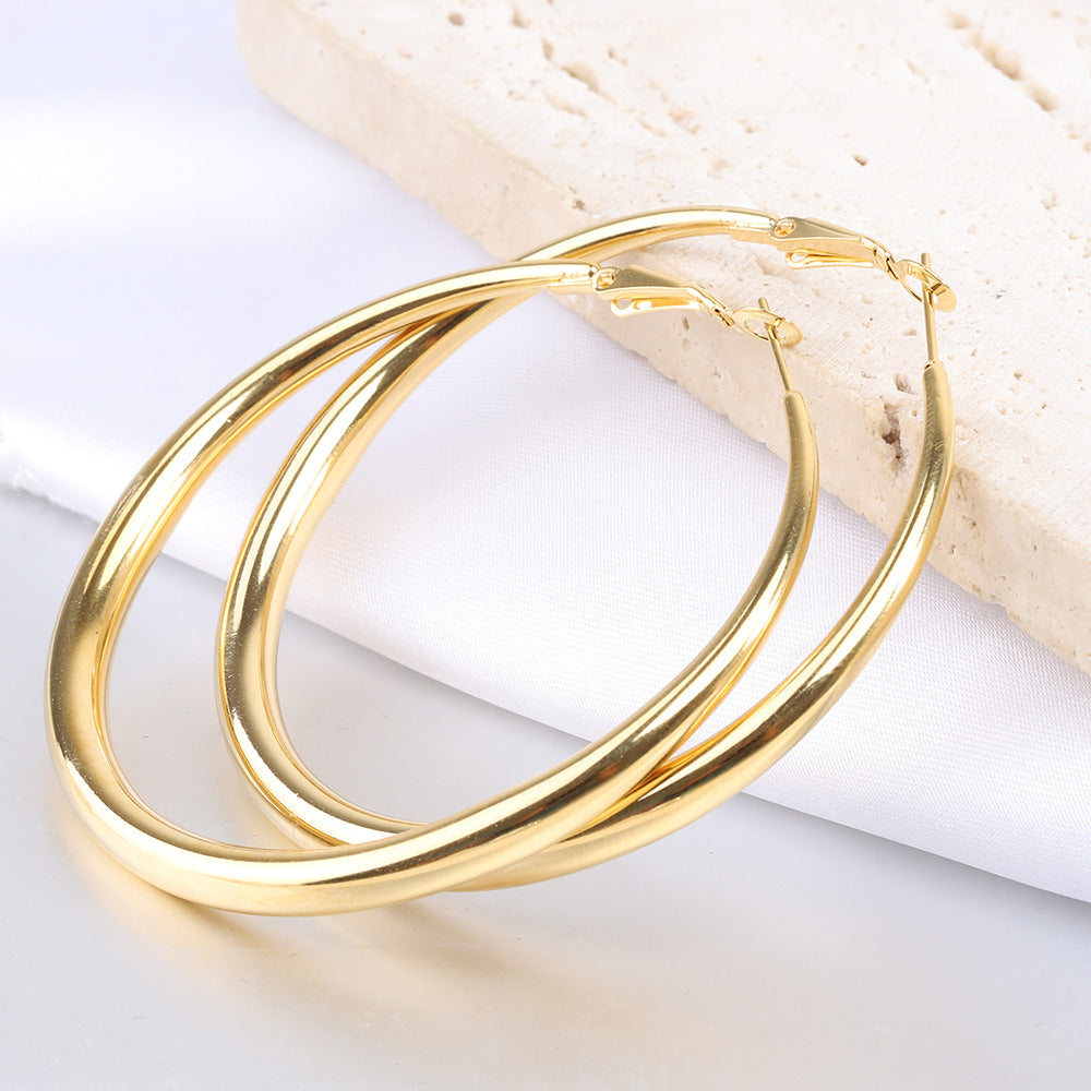 1 Pair Simple Style Solid Color Plating Titanium Steel Gold Plated Earrings