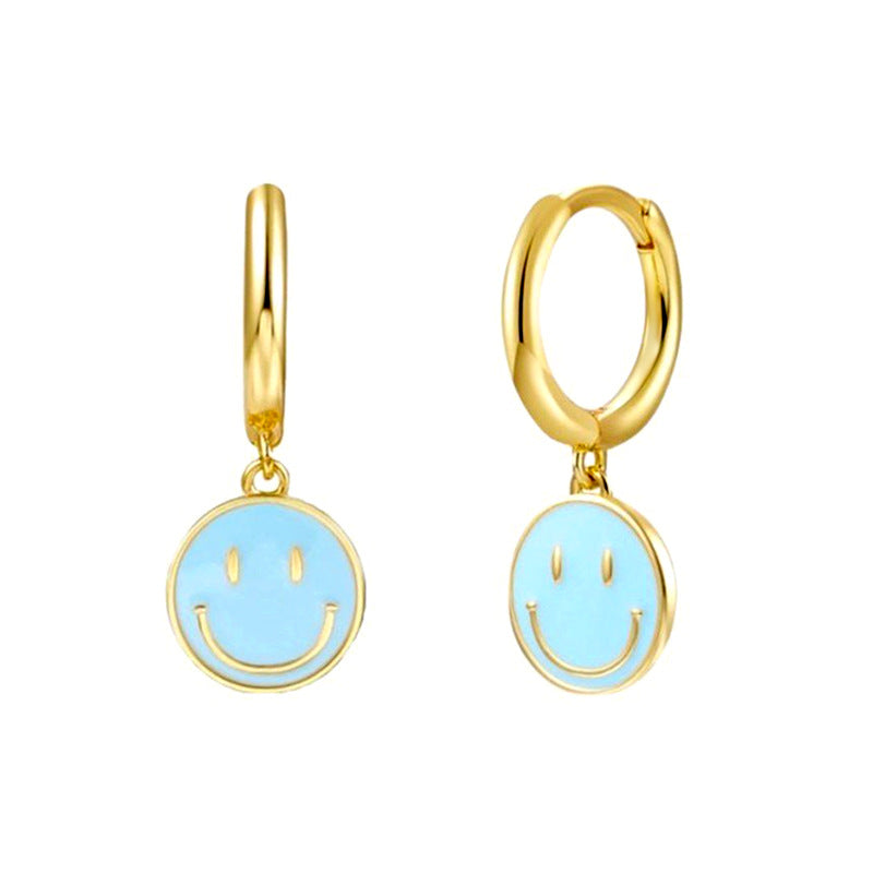 European And American Smiley Face Earrings Fashion Expression Smiley Face Epoxy Ear Buckle