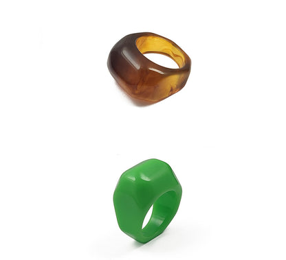 Casual Solid Color Plastic Resin Rings