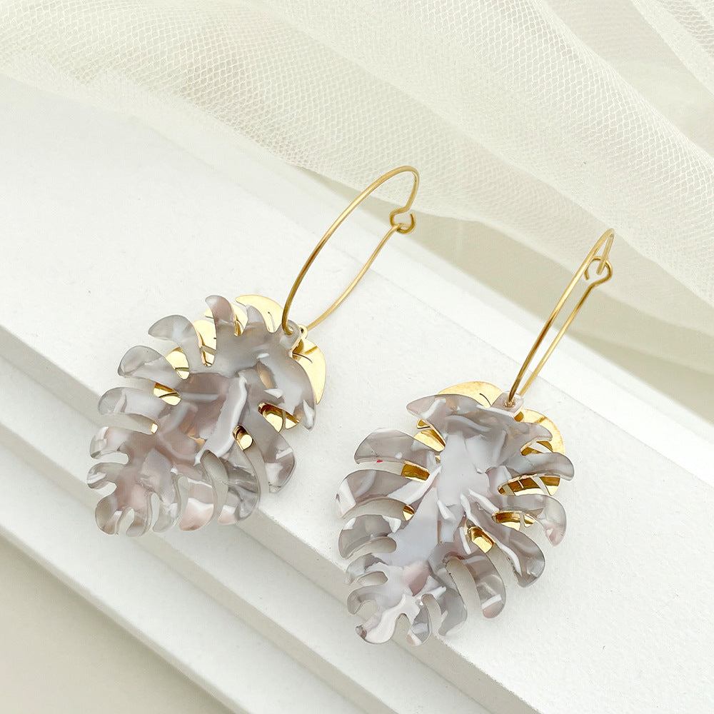 Fashion Leaf Stainless Steel Plating Earrings 1 Pair