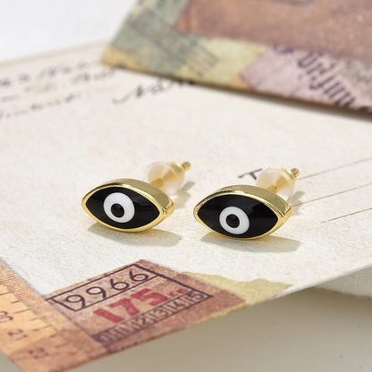 1 Pair Vintage Style Devil's Eye Enamel Plating Copper 18k Gold Plated Ear Studs