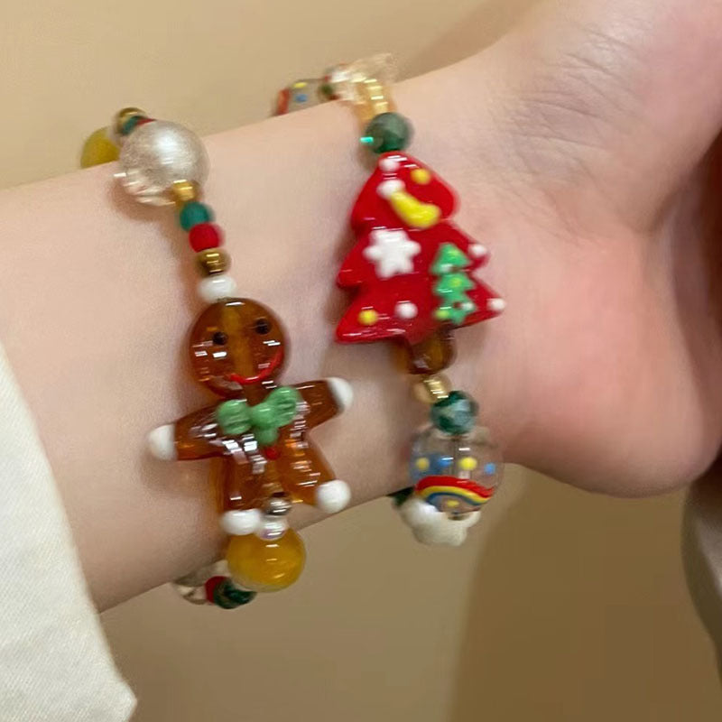 Sweet Cartoon Character Christmas Tree Gingerbread Alloy Resin Wholesale Bracelets