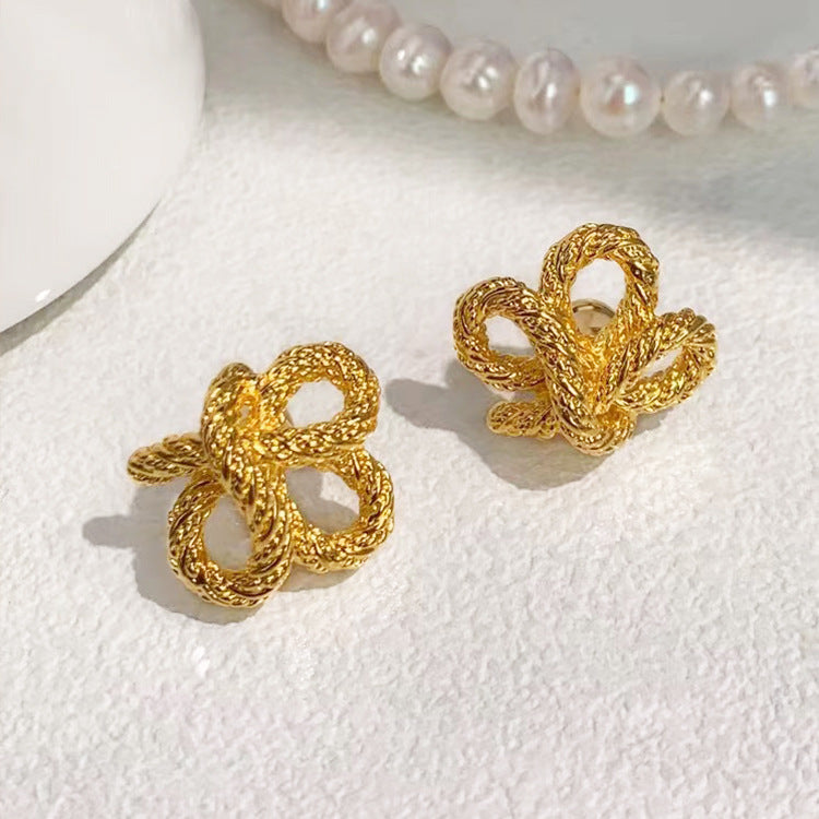 1 Pair Elegant Bow Knot Alloy Ear Studs