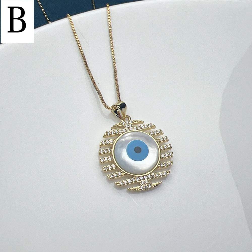 Casual Streetwear Devil's Eye Heart Shape Copper Zircon Pendant Necklace In Bulk