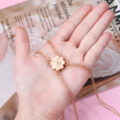 Simple Style Four Leaf Clover Heart Shape Alloy Plating Unisex Pendant Necklace