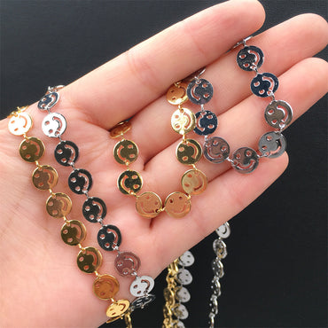 Simple Fashion Copper Smiley Face Chain Bracelet Necklace Wholesale Gooddiy