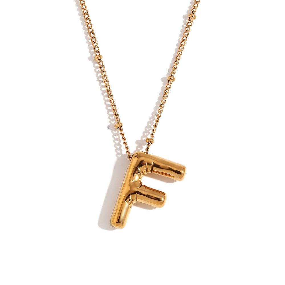 Fashion Letter Number Text Stainless Steel 18K Gold Plated Necklaces