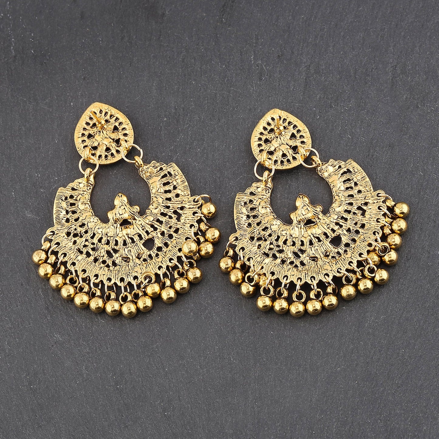 Wholesale Jewelry 1 Pair Ethnic Style Geometric Alloy Artificial Gemstones Drop Earrings