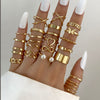 Fashion Geometric Alloy Plating Rings 22