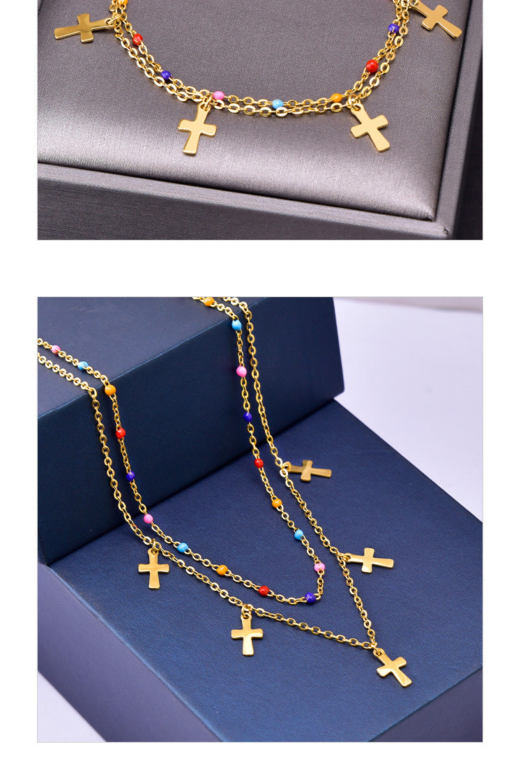 Fashion Cross Titanium Steel Plating Bracelets Necklace