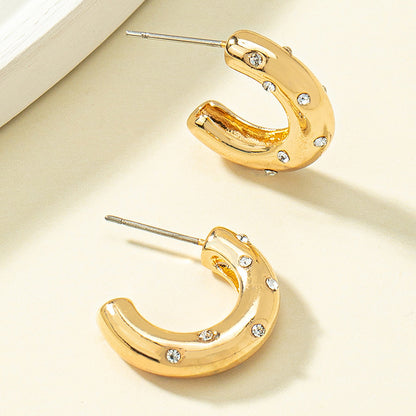 1 Pair Fashion C Shape Plating Alloy Rhinestones Earrings