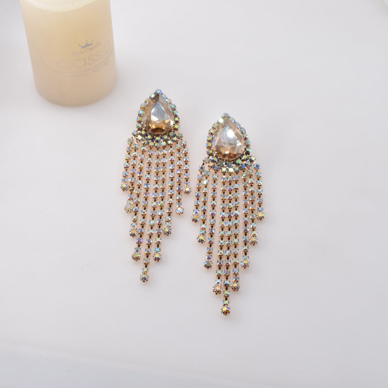 1 Pair Retro Solid Color Inlay Alloy Artificial Gemstones Drop Earrings