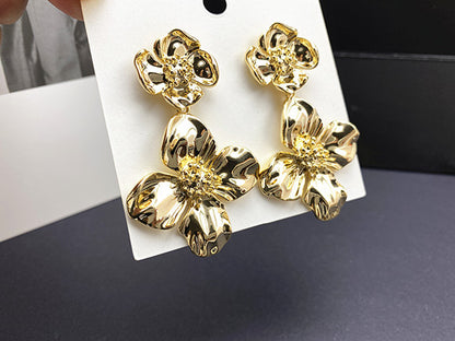 1 Pair Fashion Flower Metal Plating Women's Drop Earrings