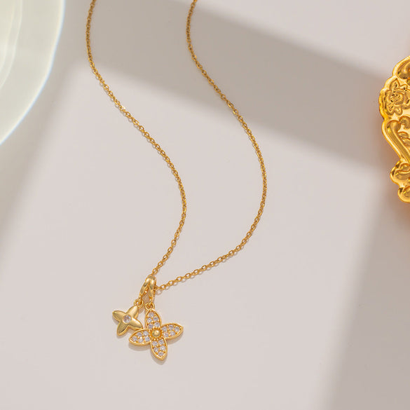 Letter Text Number Titanium Steel 18K Gold Plated Necklaces