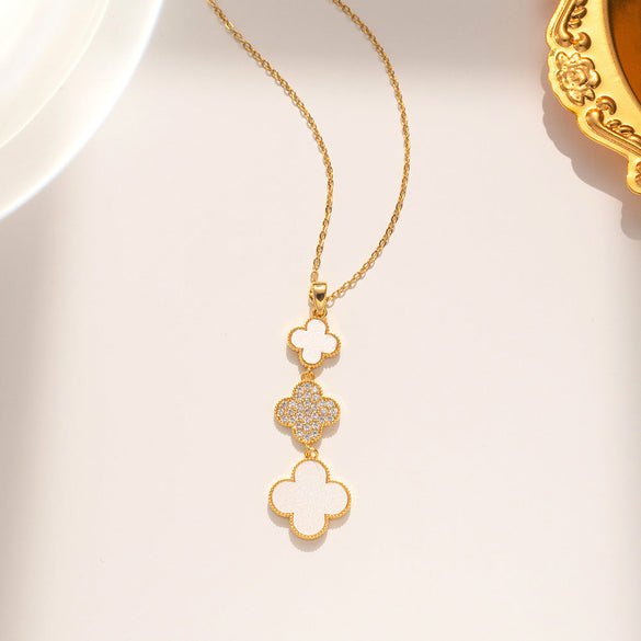Quadrilateral Geometric Titanium Steel 18K Gold Plated Necklaces