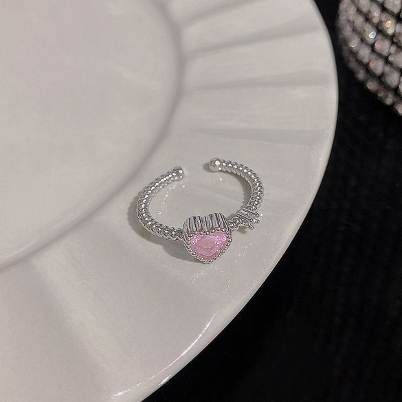 ins style silver zircon ring women's light luxury niche high-end sense open ring ring versatile temperament jewelry wholesale