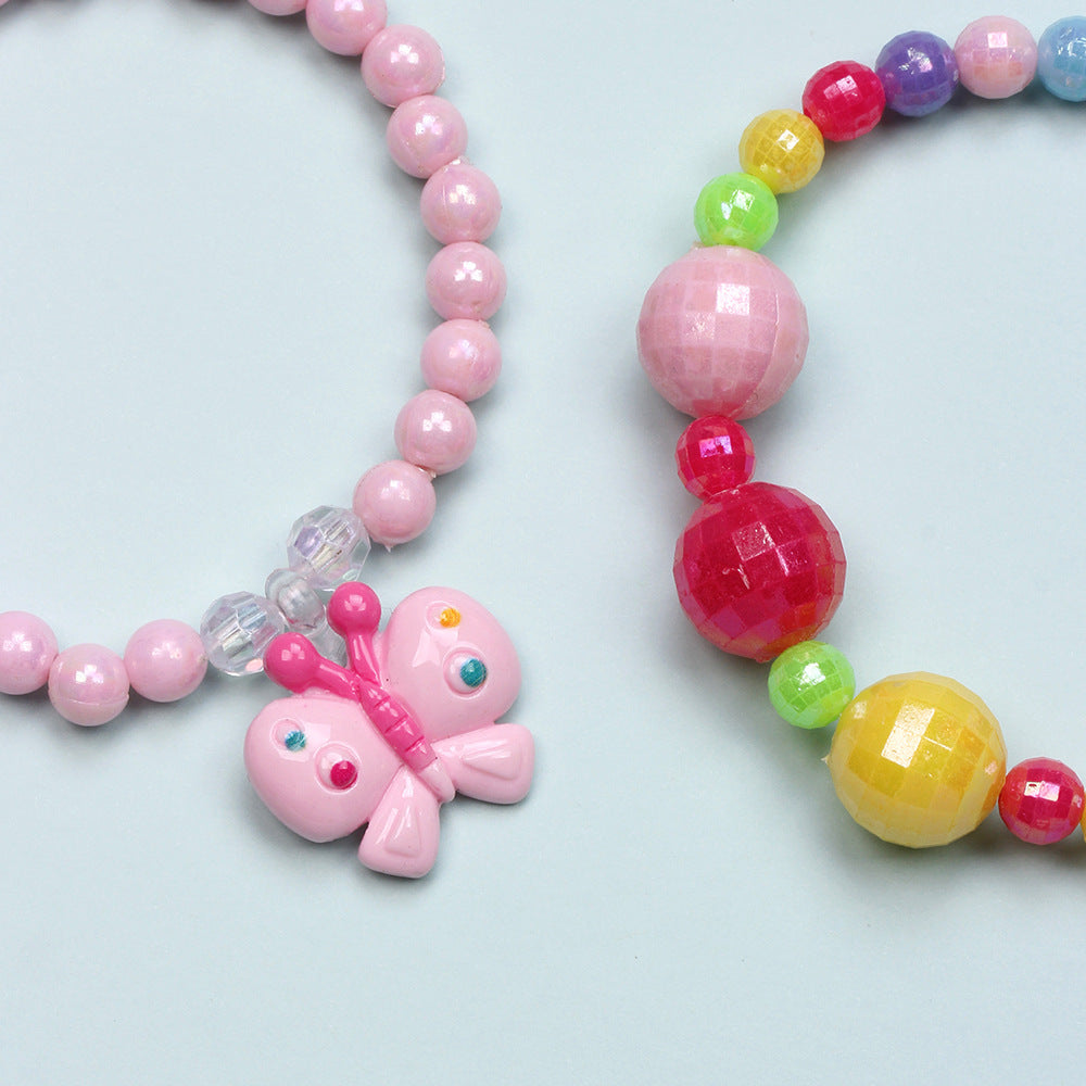 Simple Style Heart Shape Flower Plastic Beaded Girl's Bracelets