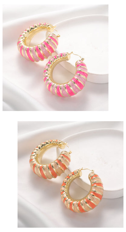 1 Pair Casual Geometric Plating Ccb Hoop Earrings