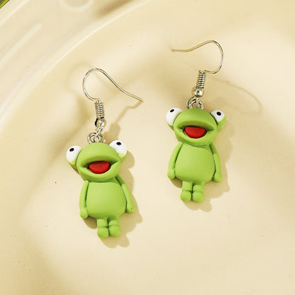 European And American Frog Earrings Creative Cute Green Frog Earrings Wholesale