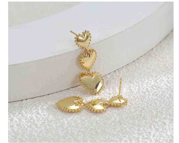 Cute Heart Shape Copper Tassel Plating Drop Earrings 1 Pair