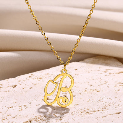 Stainless Steel Simple Style Letter Plating Pendant Necklace