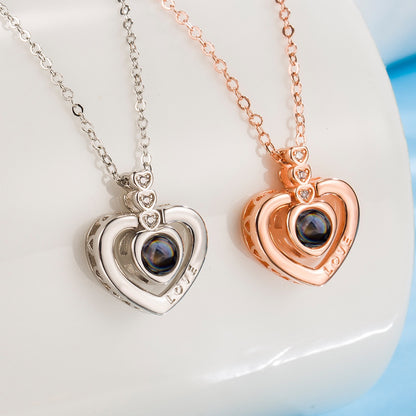 Elegant Korean Style Heart Shape Copper Zircon Pendant Necklace In Bulk